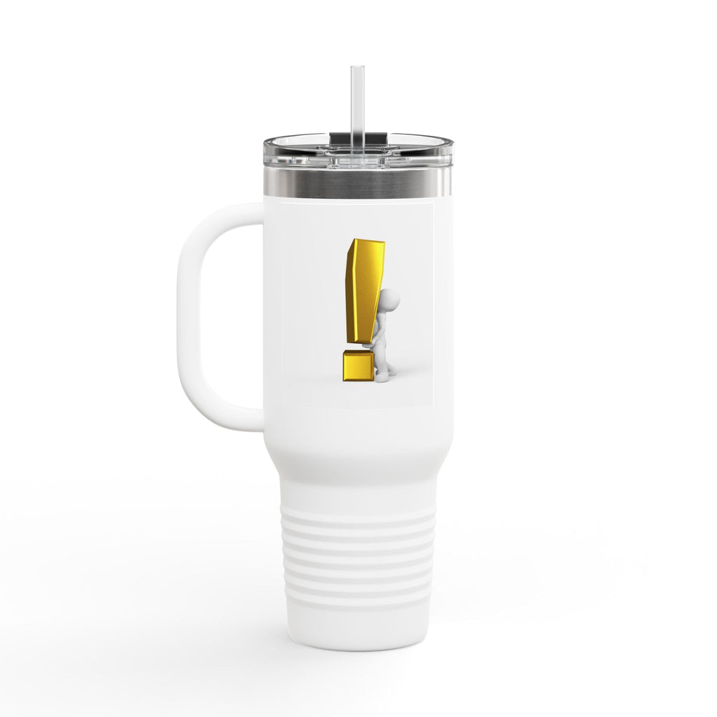 3D Character with Gold Exclamation Mark Travel Mug | 40oz Insulated Tumbler