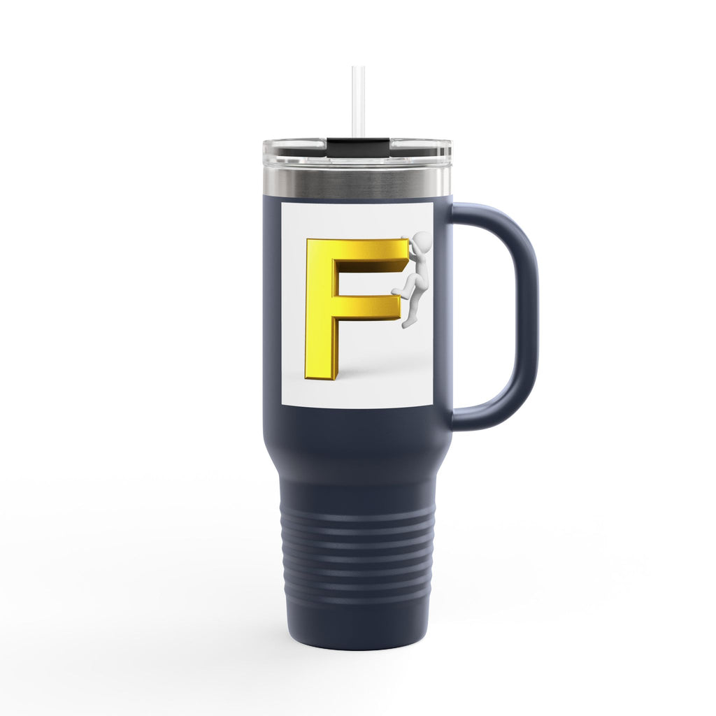 3D Figure Climbing Yellow Letter F Travel Mug | Insulated 40oz
