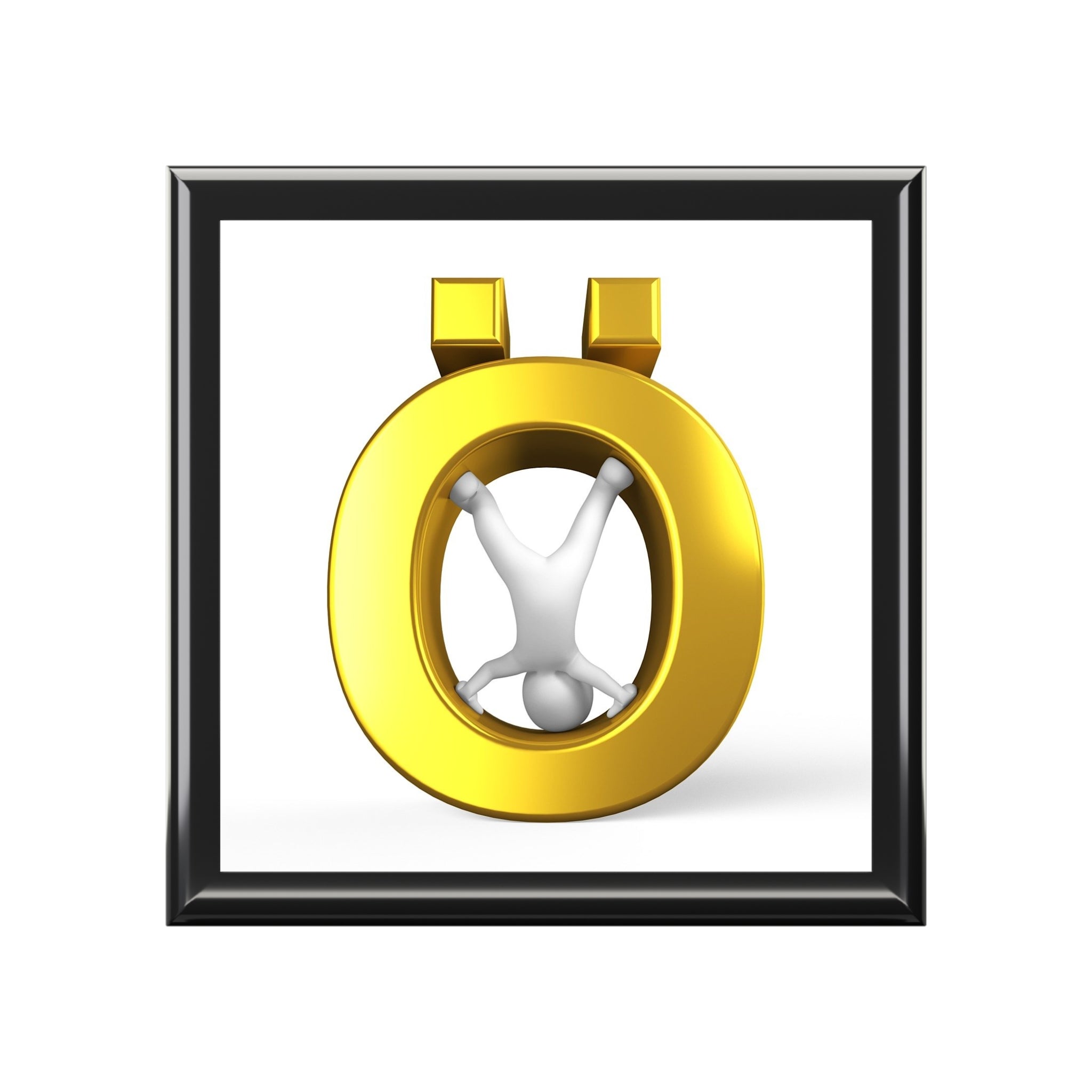 Gold Letter Ö Jewelry Box | Black Lacquer Trinket Case