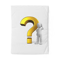 3D Gold Question Mark with Thinking Figure Duvet Cover | White Cotton