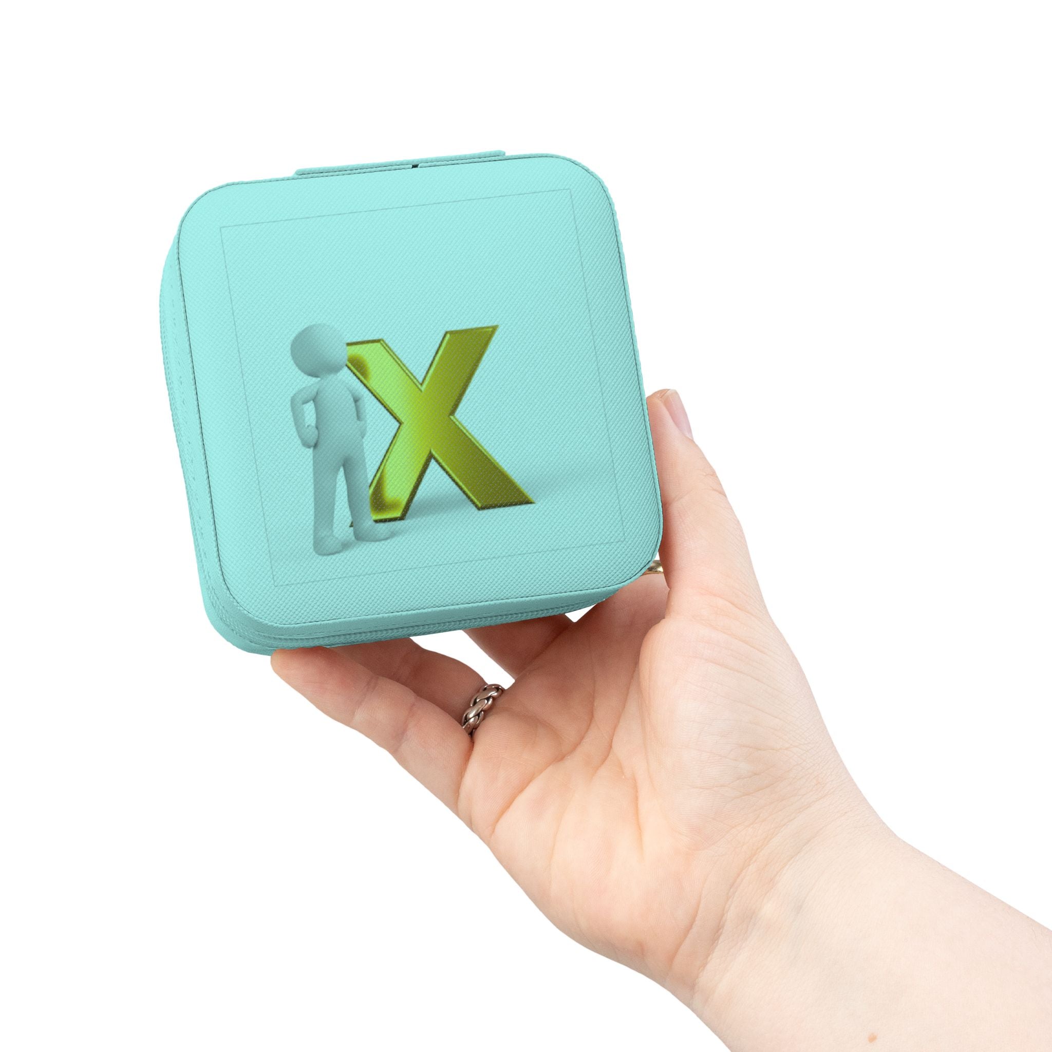 Étui de voyage pour bijoux monogramme 3D Gold X | Organisateur compact en similicuir
