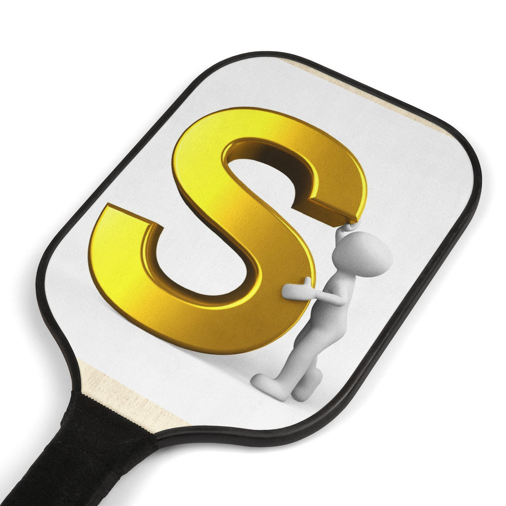 Gold Letter S Pickleball Paddle