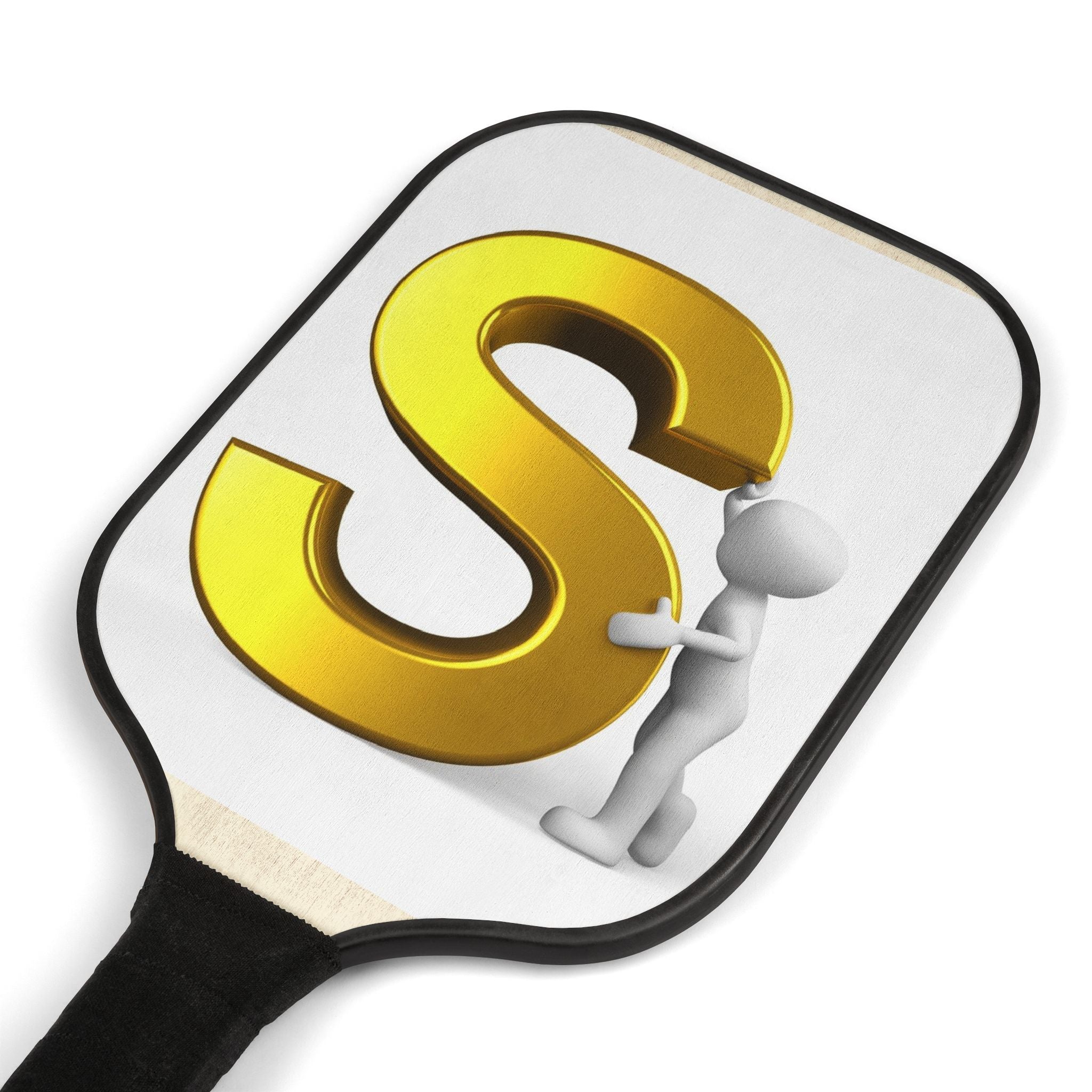 Gold Letter S Pickleball Paddle