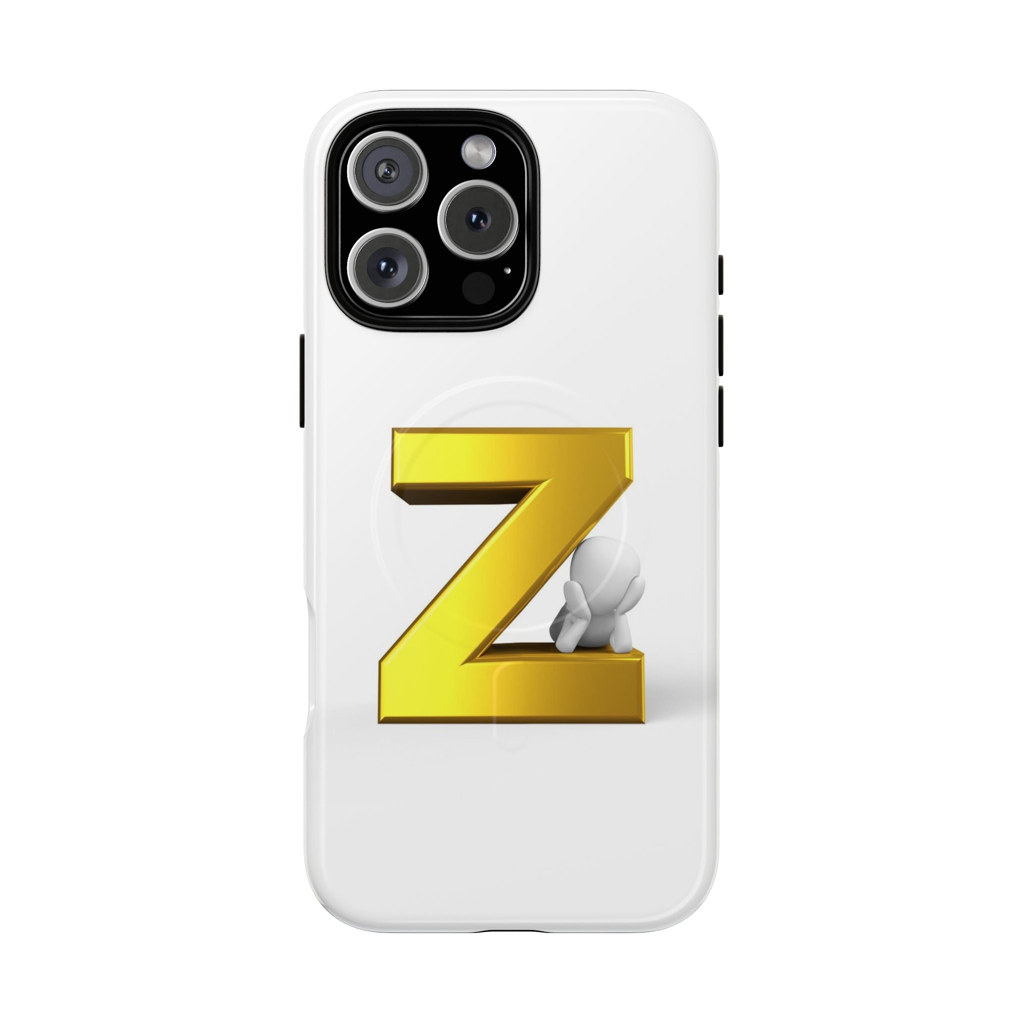 Coque de Téléphone Lettre Z Or 3D | Coque Magnétique Robuste, Initiale Monogramme