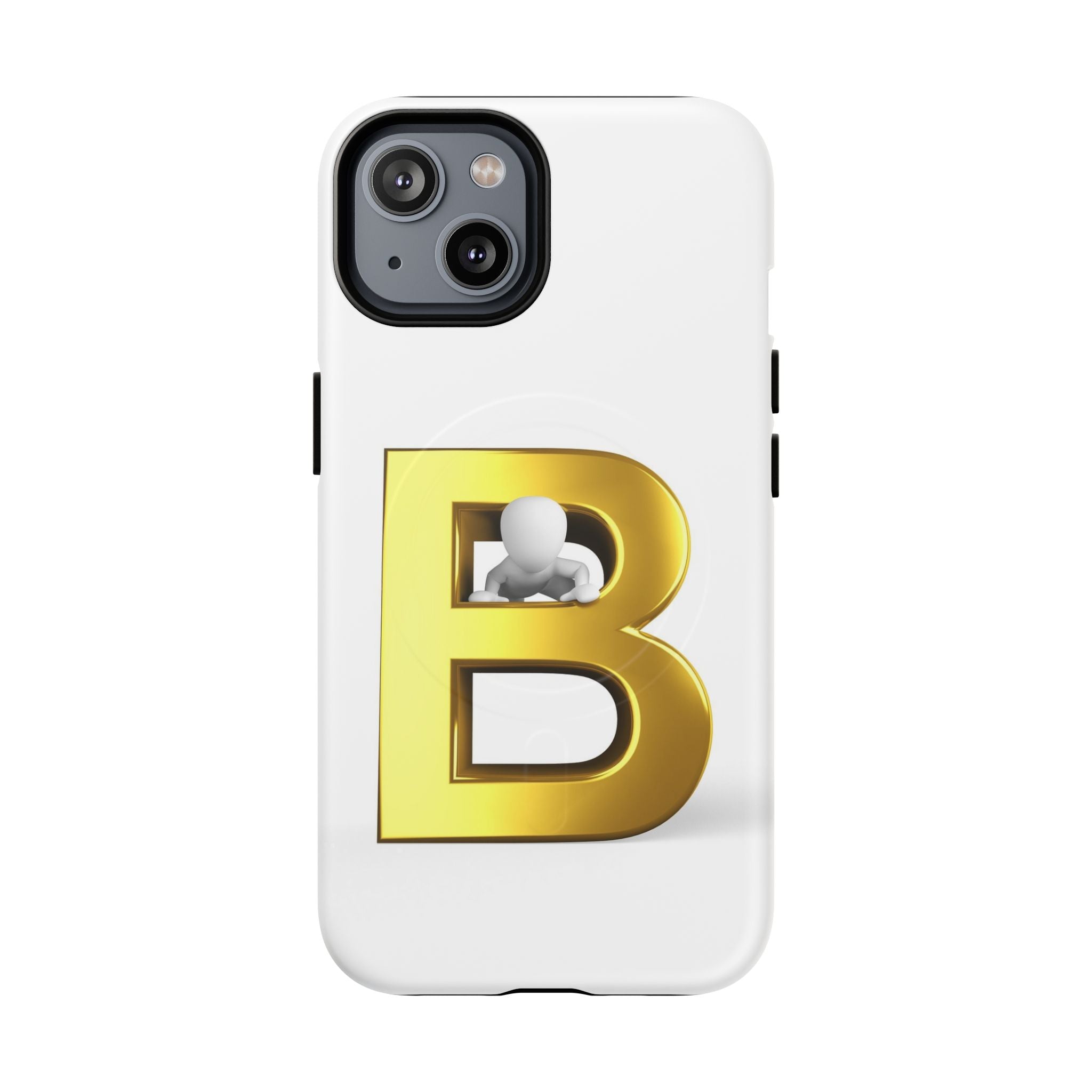 Coque de téléphone 3D Lettre B dorée | Coque magnétique résistante