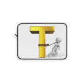 T Letter Tug Laptop Sleeve | Gold Initial Monogram, Alphabet Design