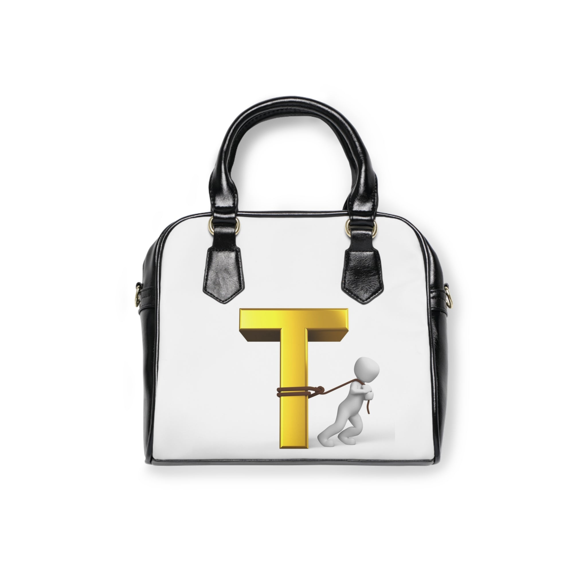 3D Letter T with Figure Shoulder Handbag | Monogram Initial Tote
