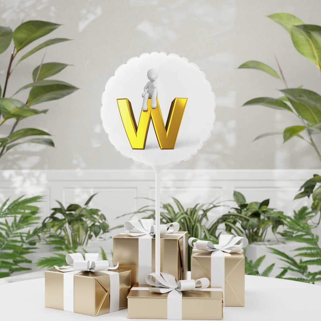 Gold Letter W Balloon Round Foil Balloon