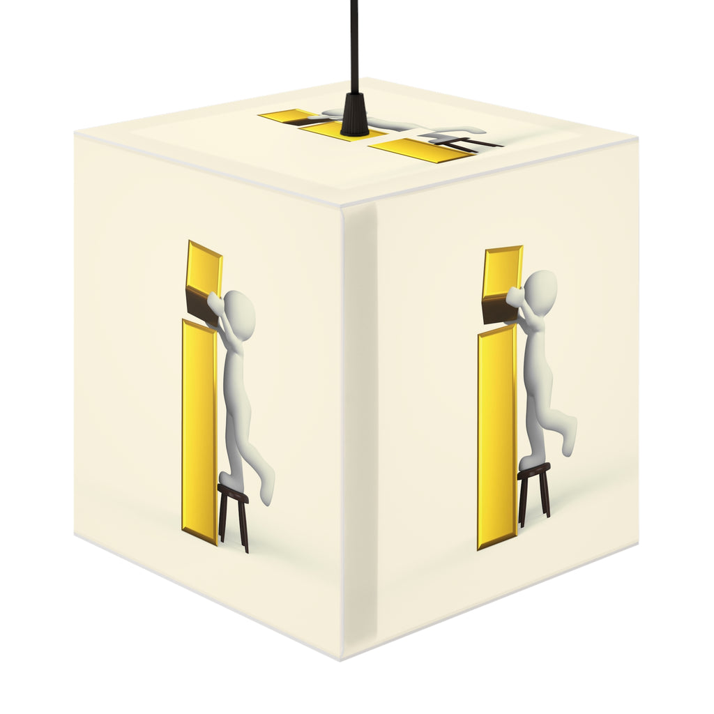 Stick Figure Building Letter i Light Cube Lamp | Minimal Typographic Nightlight
