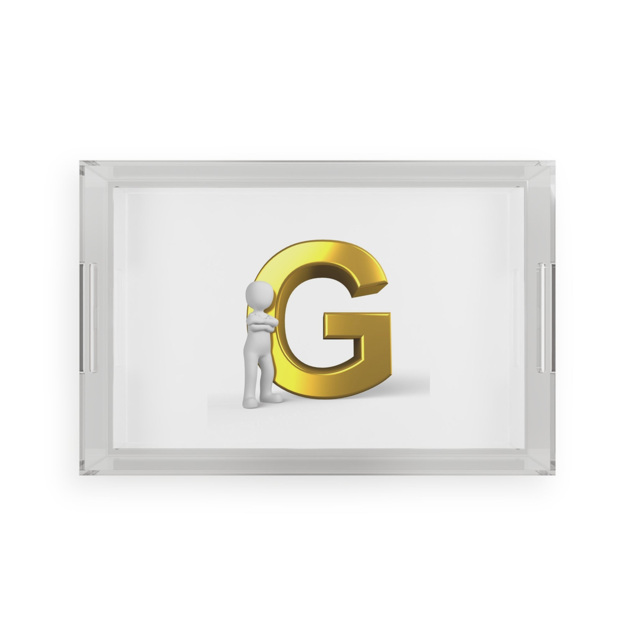 Gold Letter G Monogram Acrylic Serving Tray | Initial G Decor