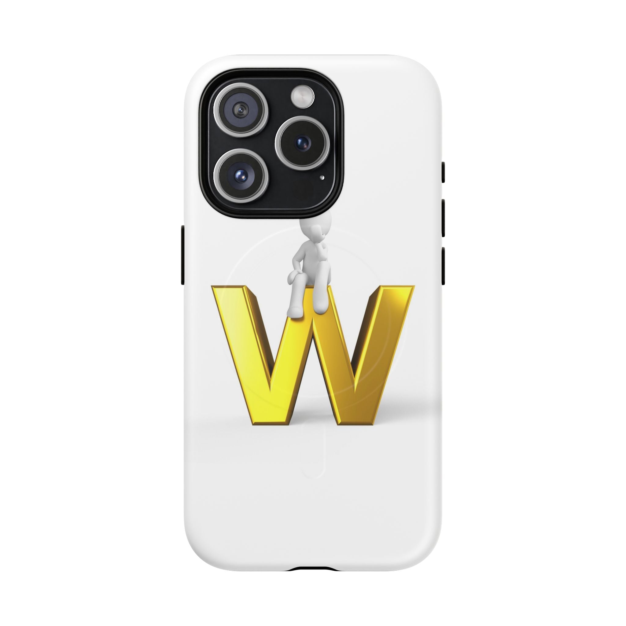 Coque de téléphone magnétique robuste avec figurine 3D sur fond doré