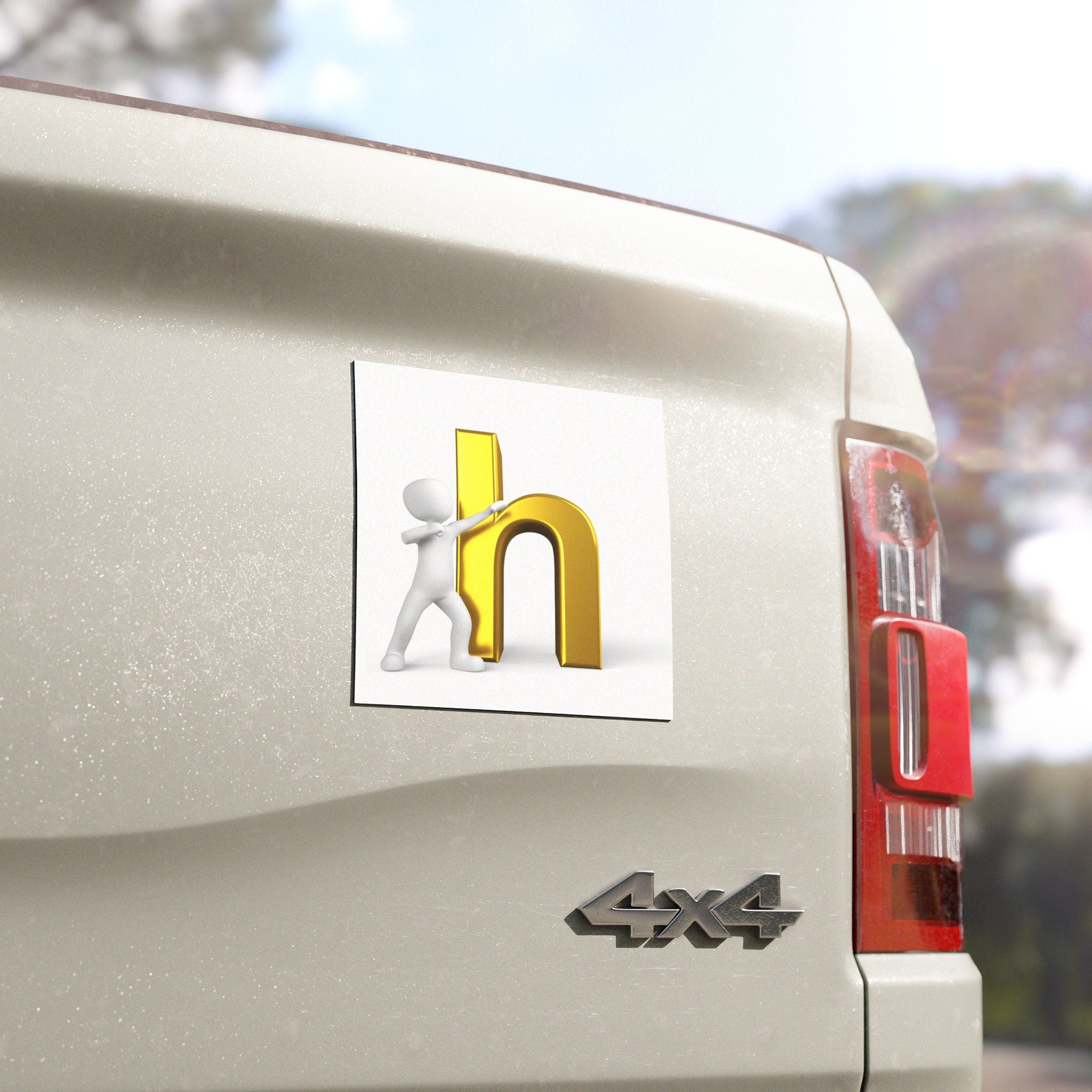 Gold Letter N with Figure Car Magnet | Alphabet Initial Monogram Magnet