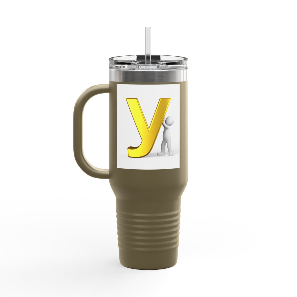 Yellow Letter Y Monogram Travel Mug | 40oz Insulated Tumbler