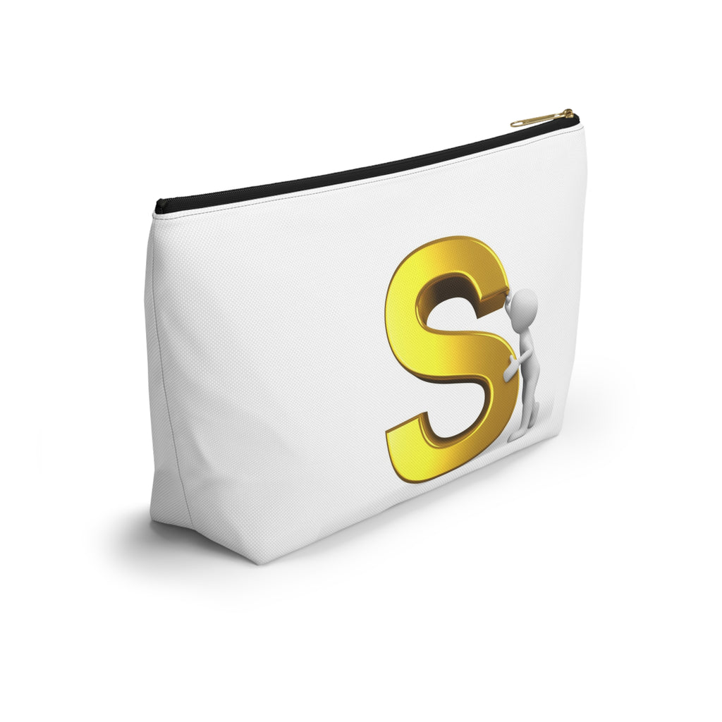 Gold Letter S Monogram Accessory Pouch