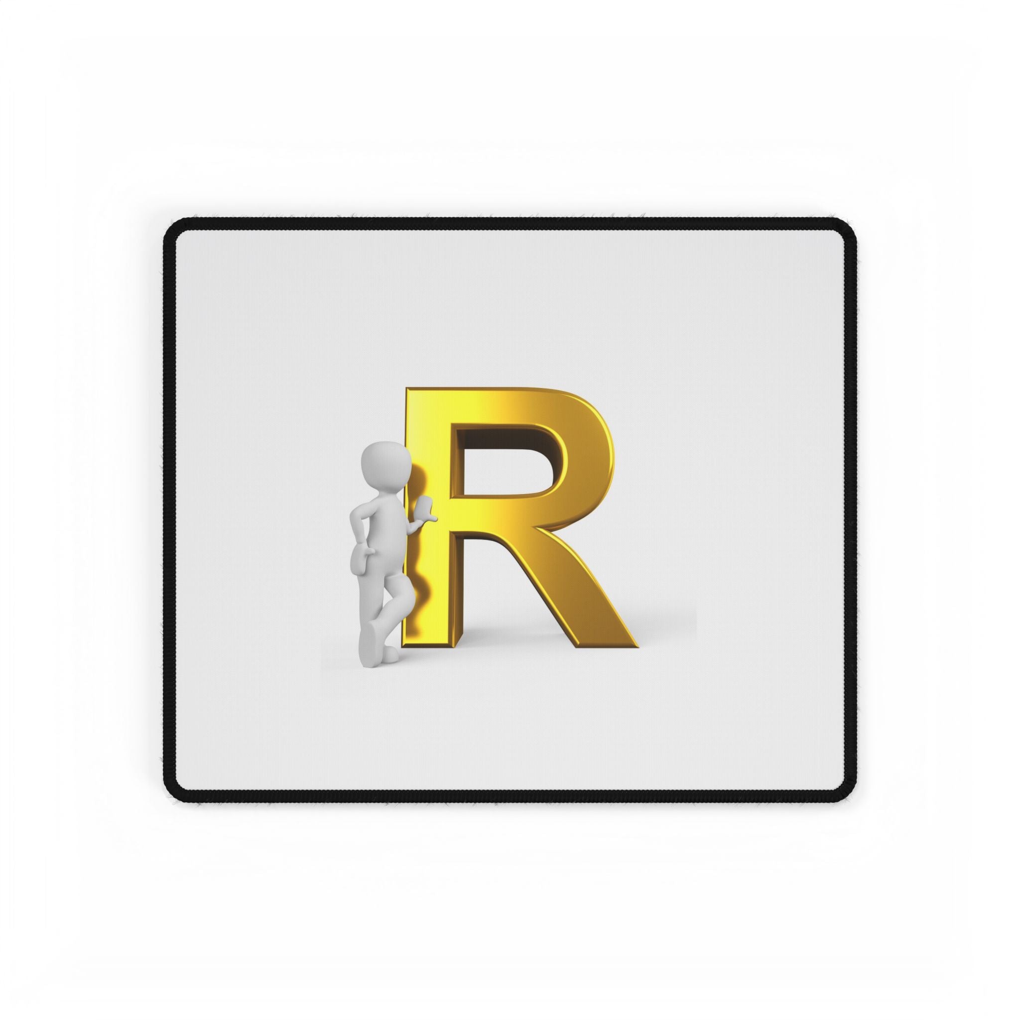 Gold Letter R Lettering Desk Mat | Monogram Initial Desk Mat