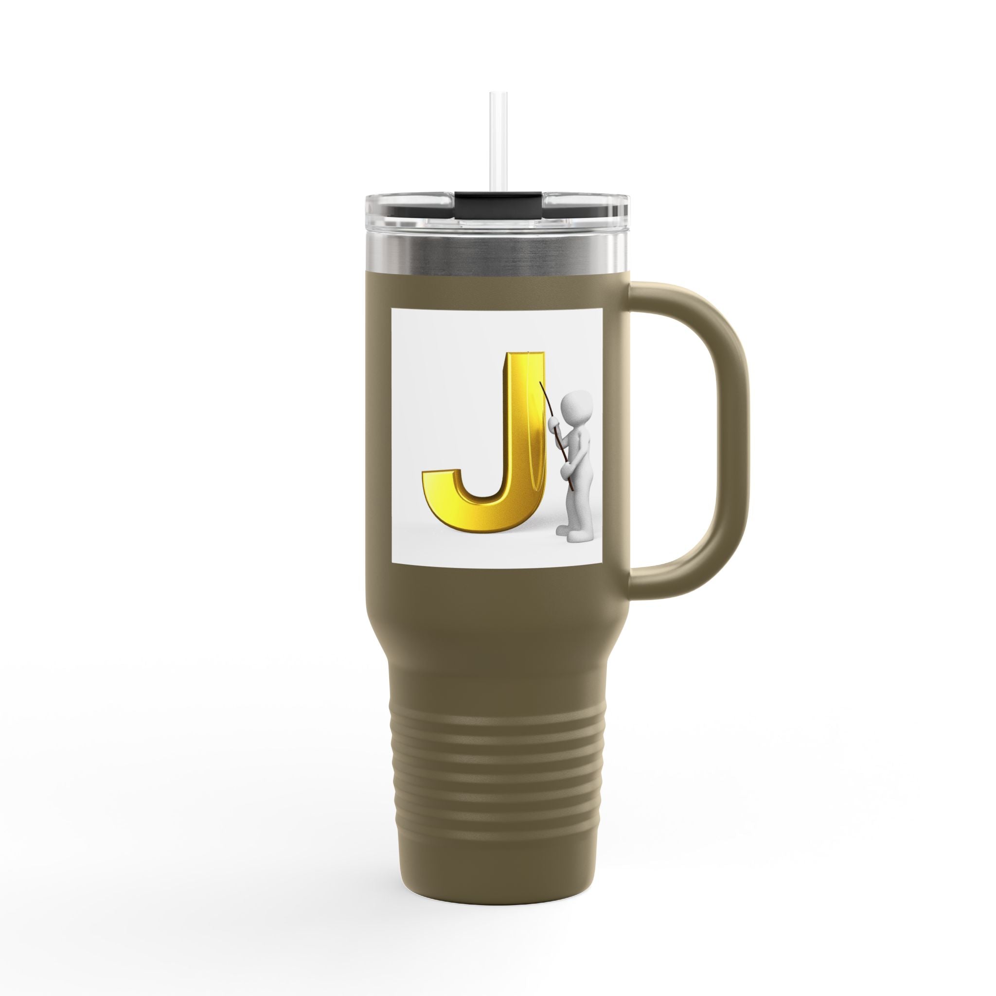 Gold Letter J Initial Travel Mug | 40oz Insulated Tumbler