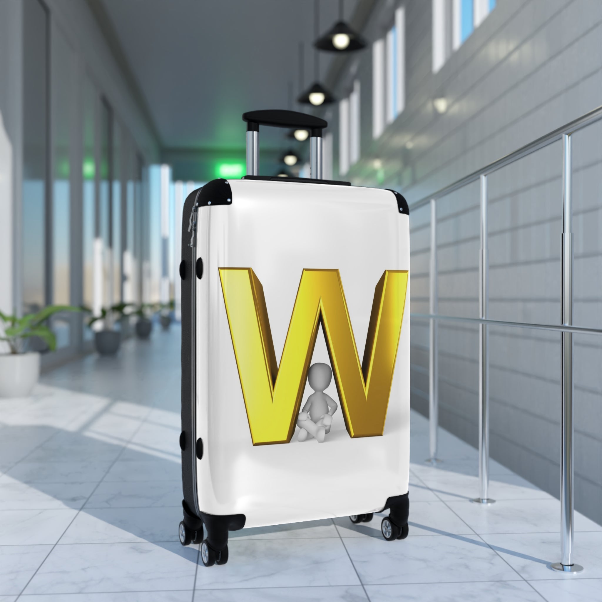 Gold Letter W Monogram Suitcase | Initial Luggage Cover