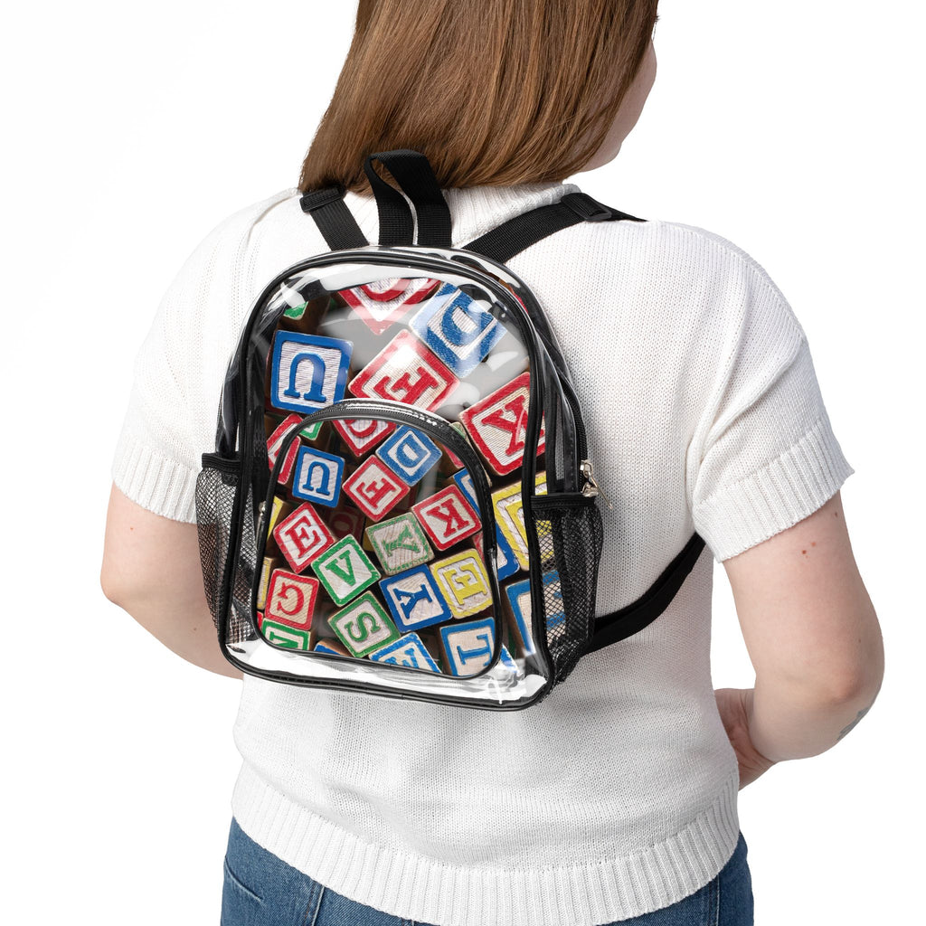 Colorful Alphabet Blocks Clear Stadium Backpack | Kids Letter Blocks Design