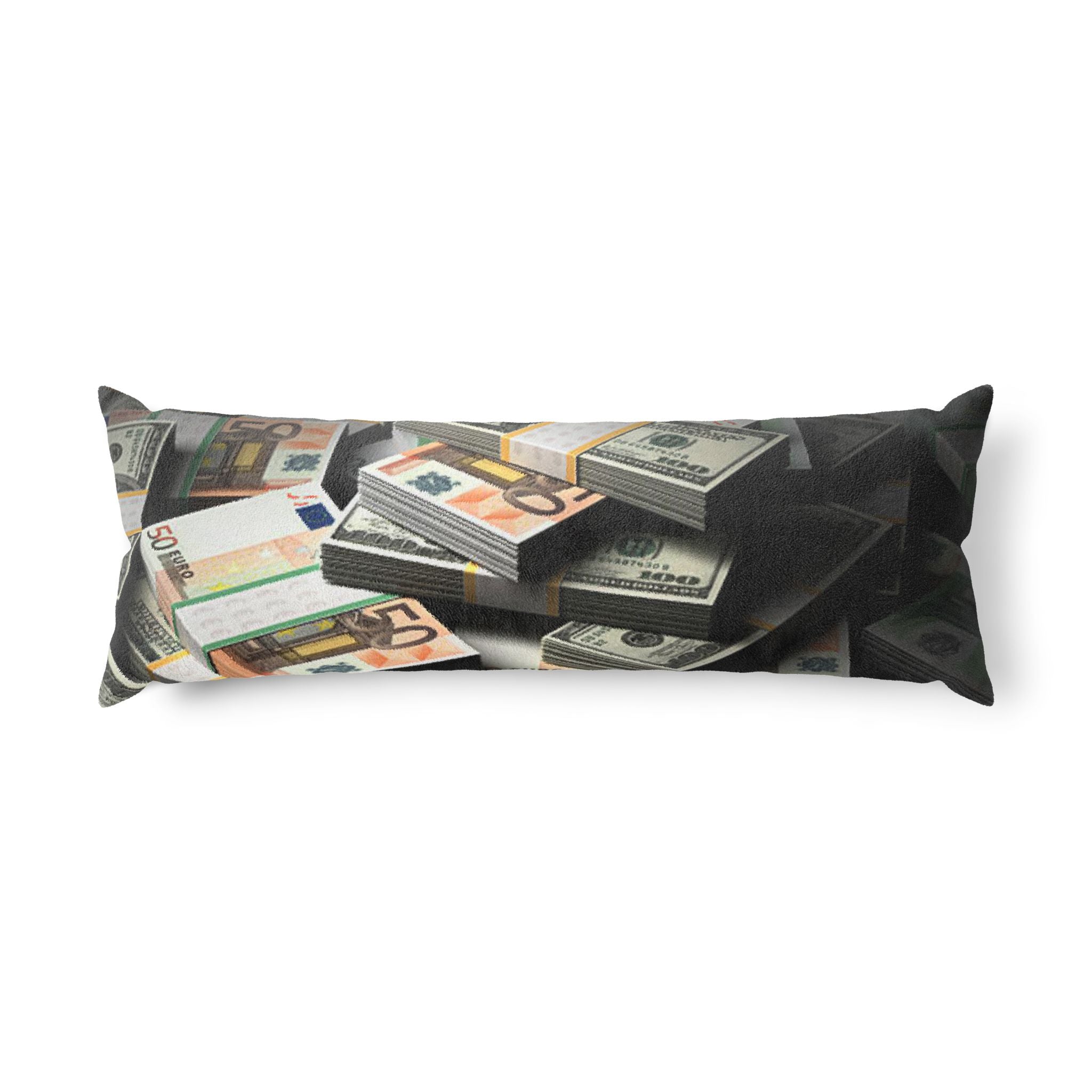 Stacked Money Print Body Pillow | Cash, Dollar Bills, Luxury