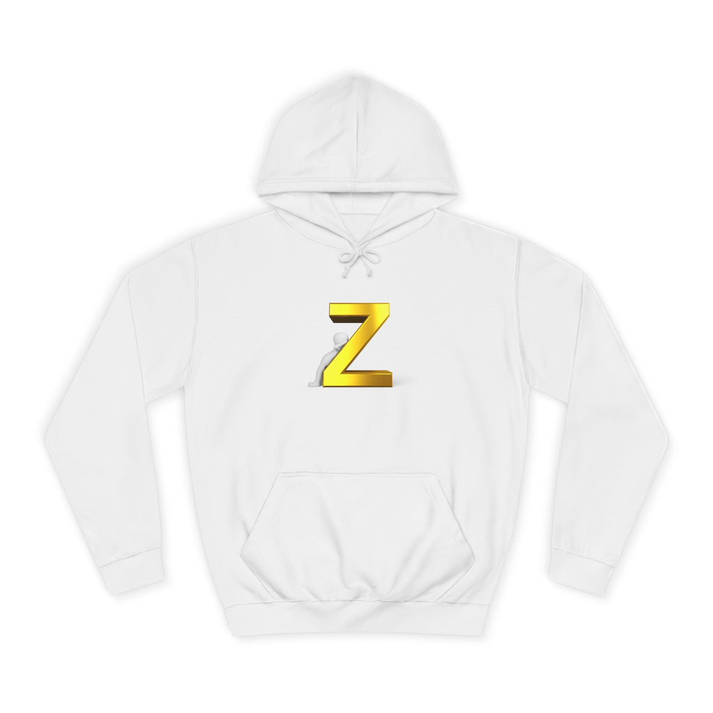 Gold 3D Letter Z Hoodie | Monogram Initial Sweatshirt
