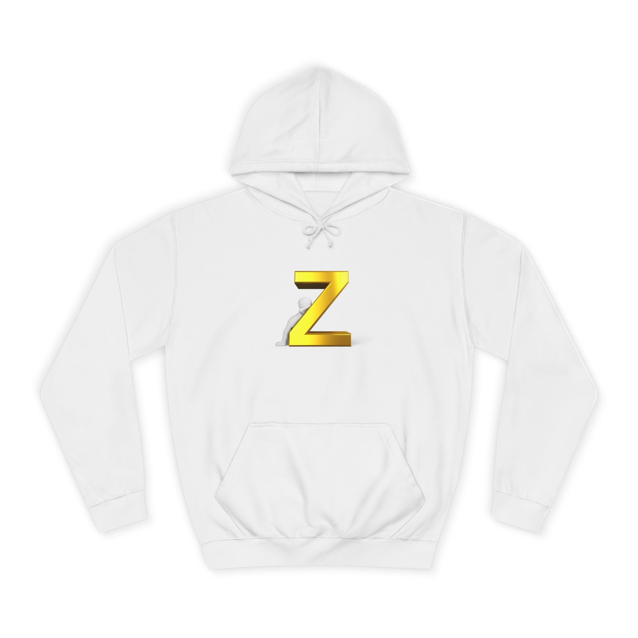 Gold 3D Letter Z Hoodie | Monogram Initial Sweatshirt