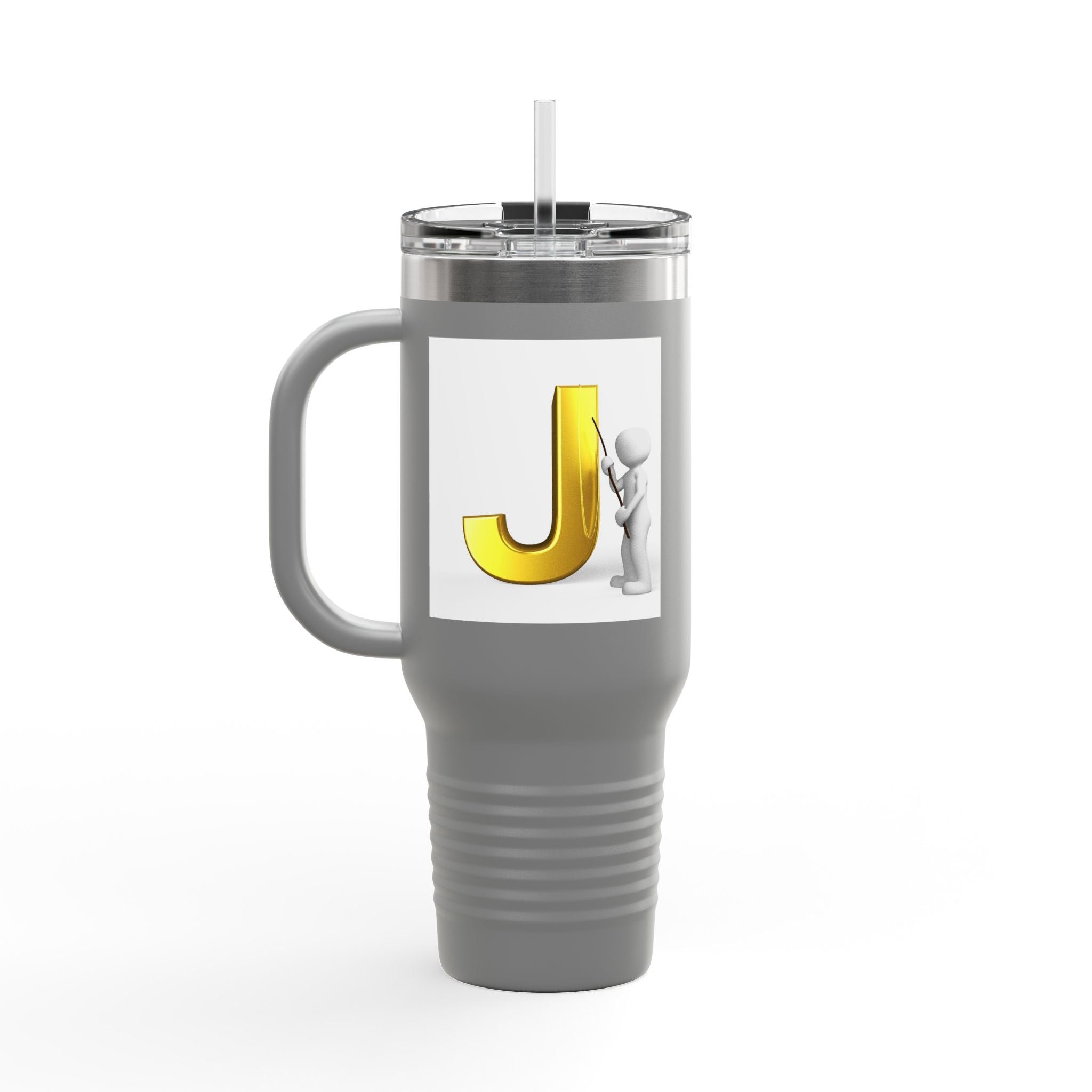 Gold Letter J Initial Travel Mug | 40oz Insulated Tumbler