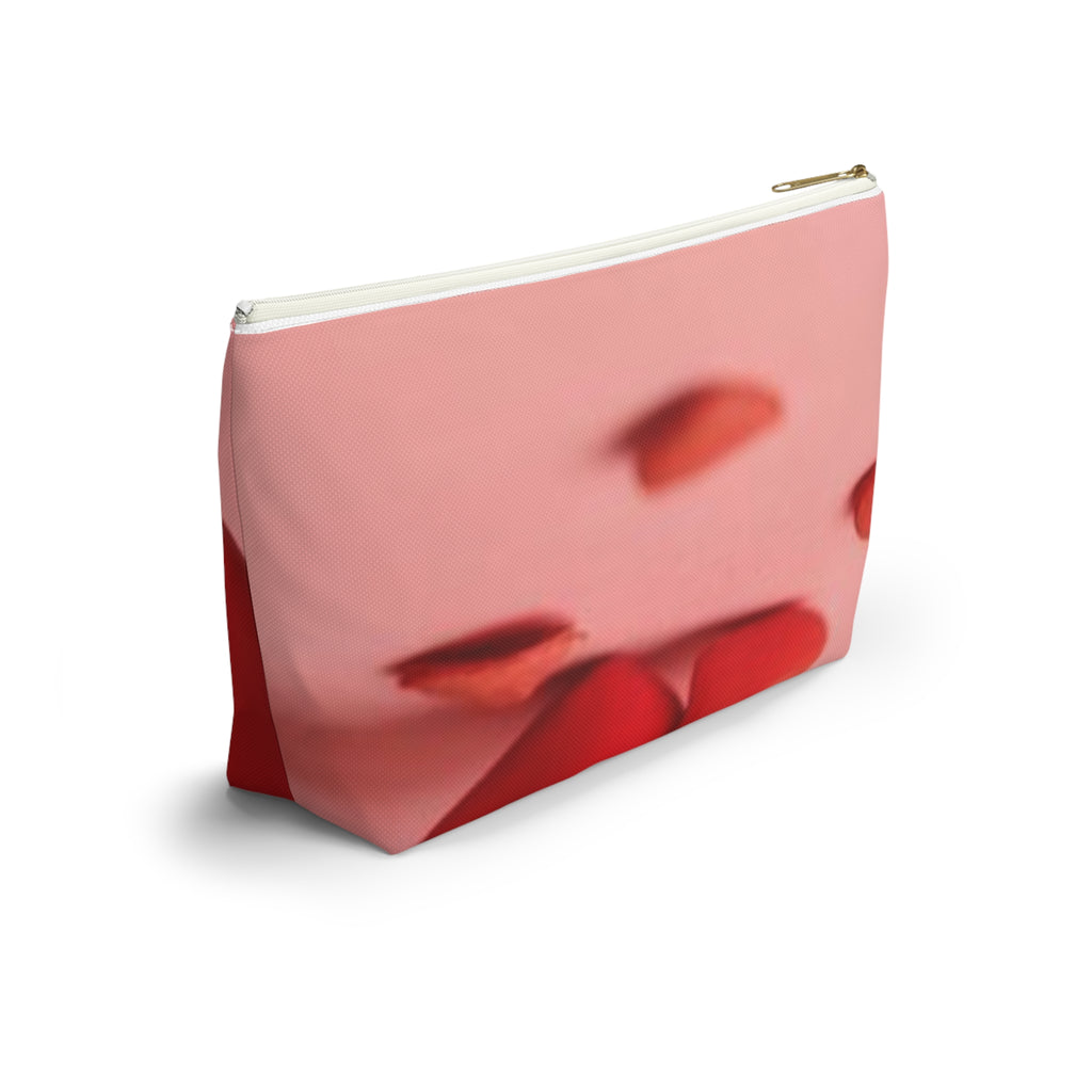 Red Hearts Petals Accessory Pouch