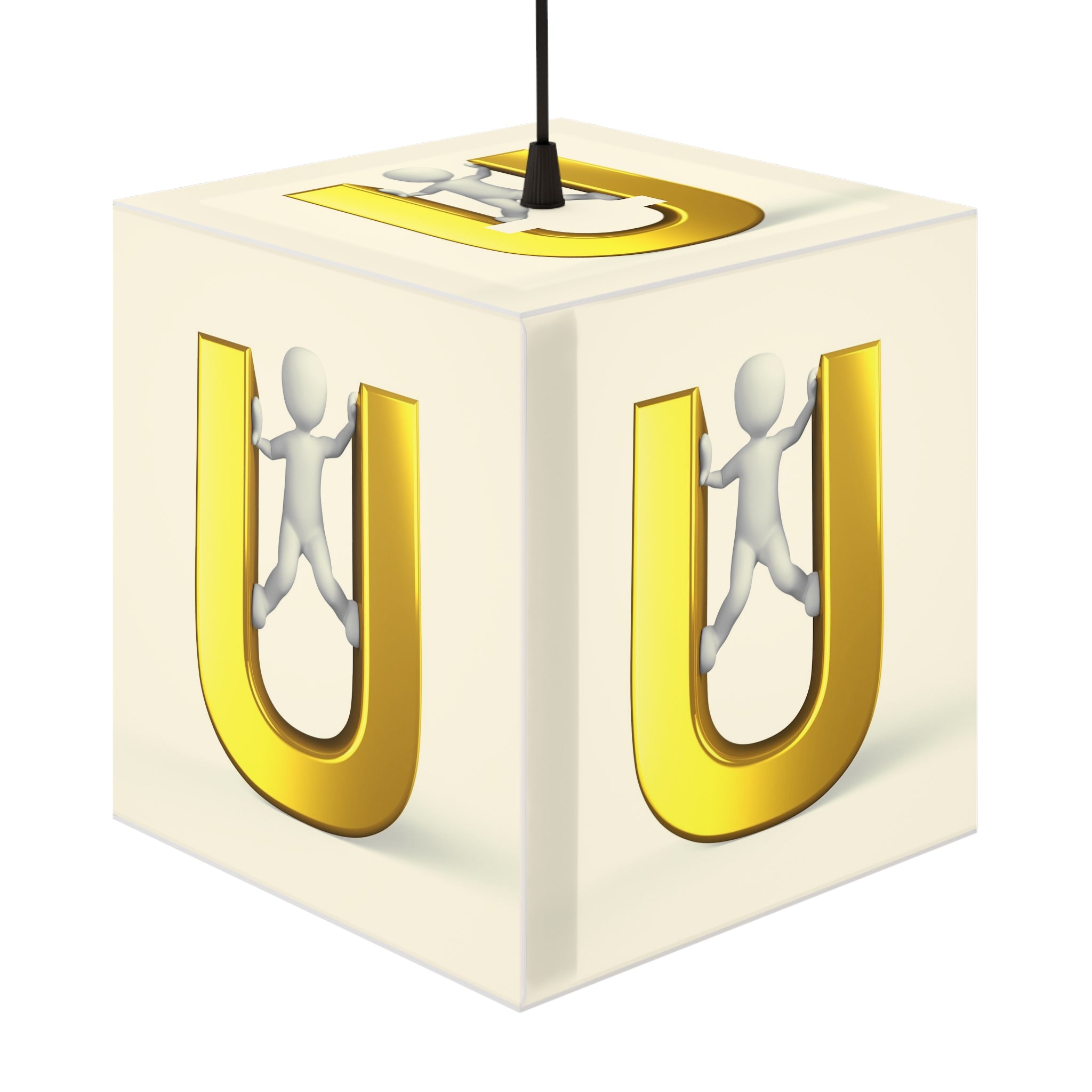 3D Gold Letter U Cube Lamp | Letter U Light Cube