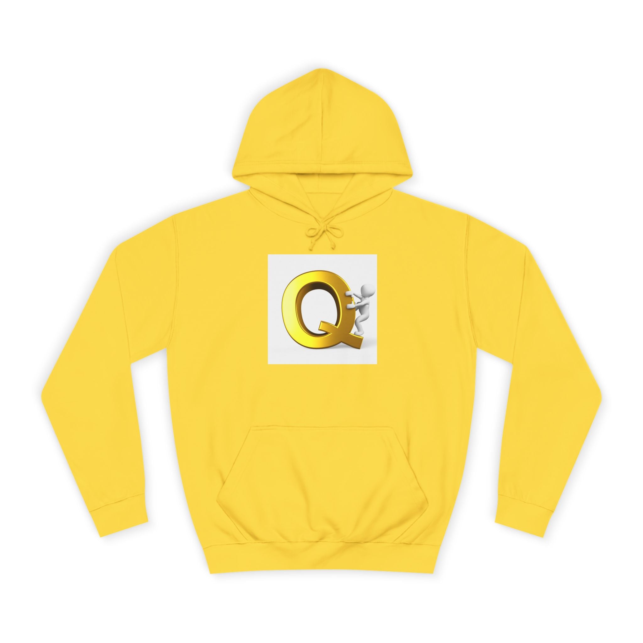Golden Q Letter Hoodie | 3D Character Climbing Initial Sweatshirt