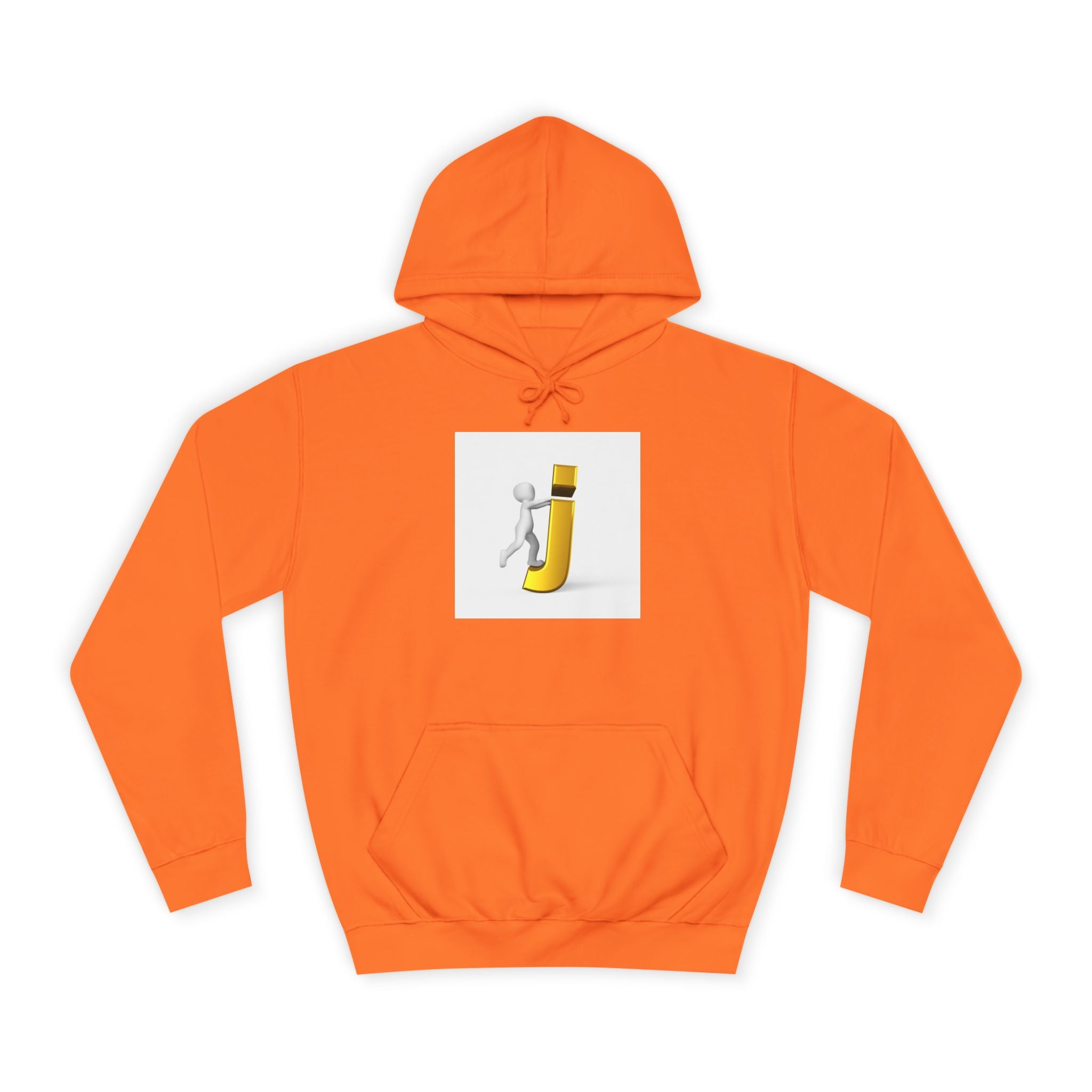 Sweat à capuche en 3D avec figurine bâton sur la lettre J en or | Monogramme initial lettre J