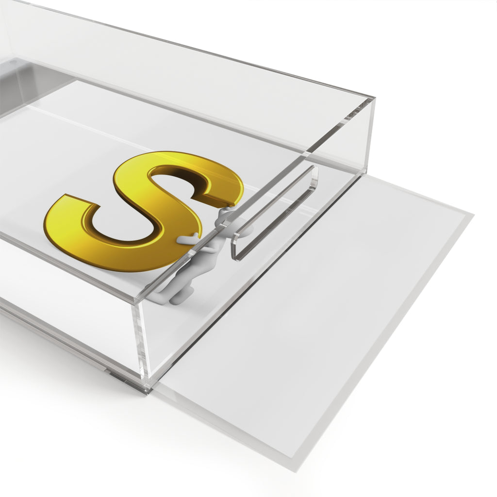 Gold Letter S Monogram Acrylic Serving Tray | Initial Letter S Tray