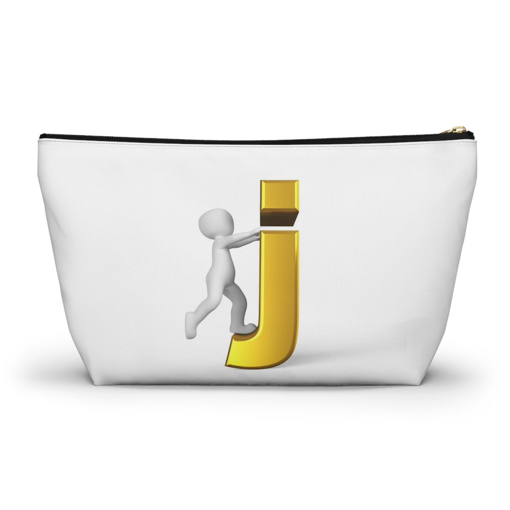 Stick Figure Pushing Gold Letter J Accessory Pouch