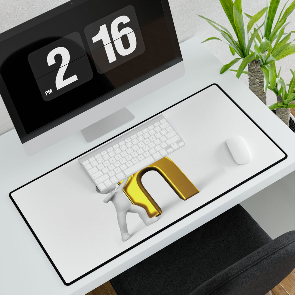Gold Letter H Illustration Desk Mat | Large Mouse Pad, Office Desk Mat