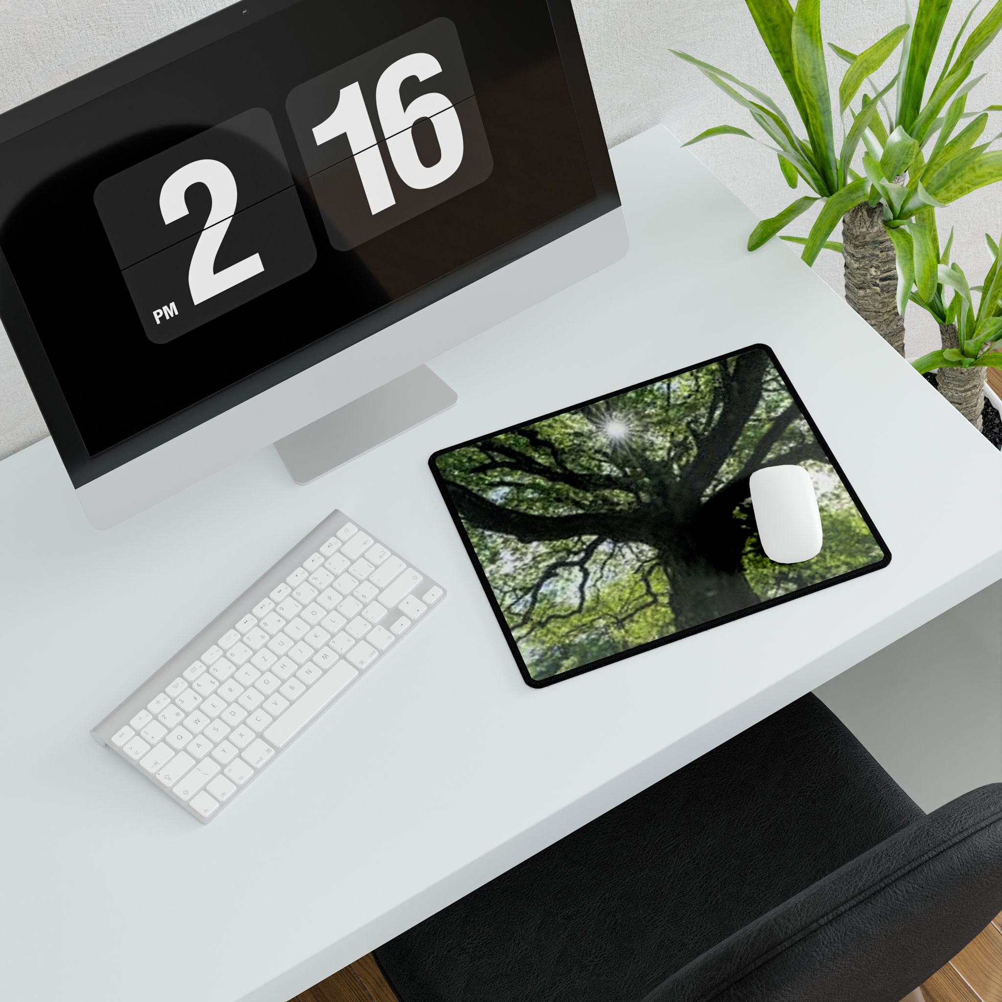 Sunlit Oak Tree Desk Mat | Large Scenic Mouse Pad