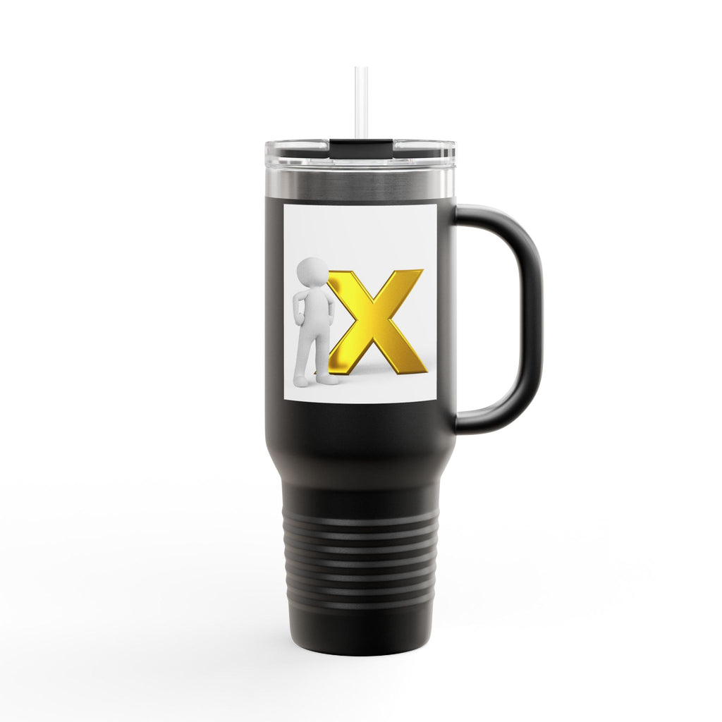 3D Stick Figure with Gold X Travel Mug | 40oz Insulated Tumbler