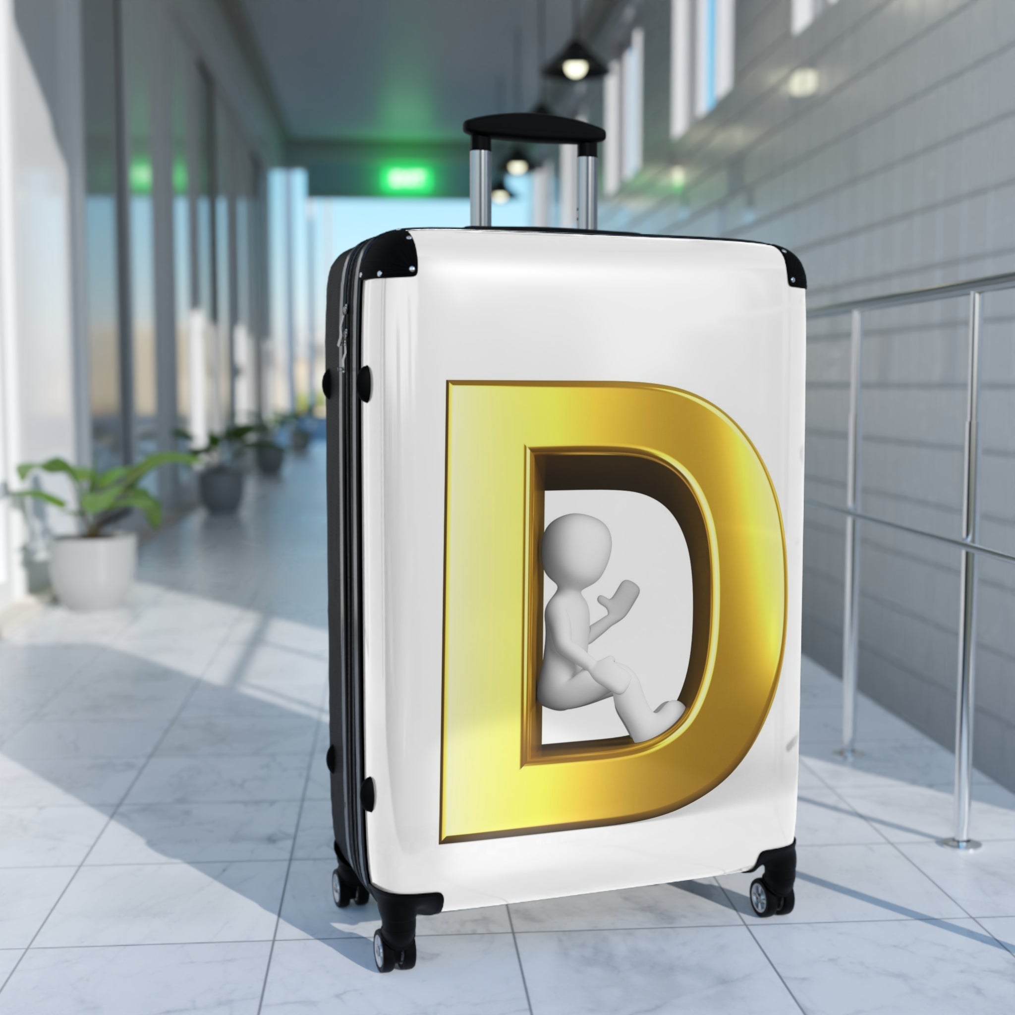 Gold Letter D Monogram Suitcase | Personalized Initial Luggage Cover