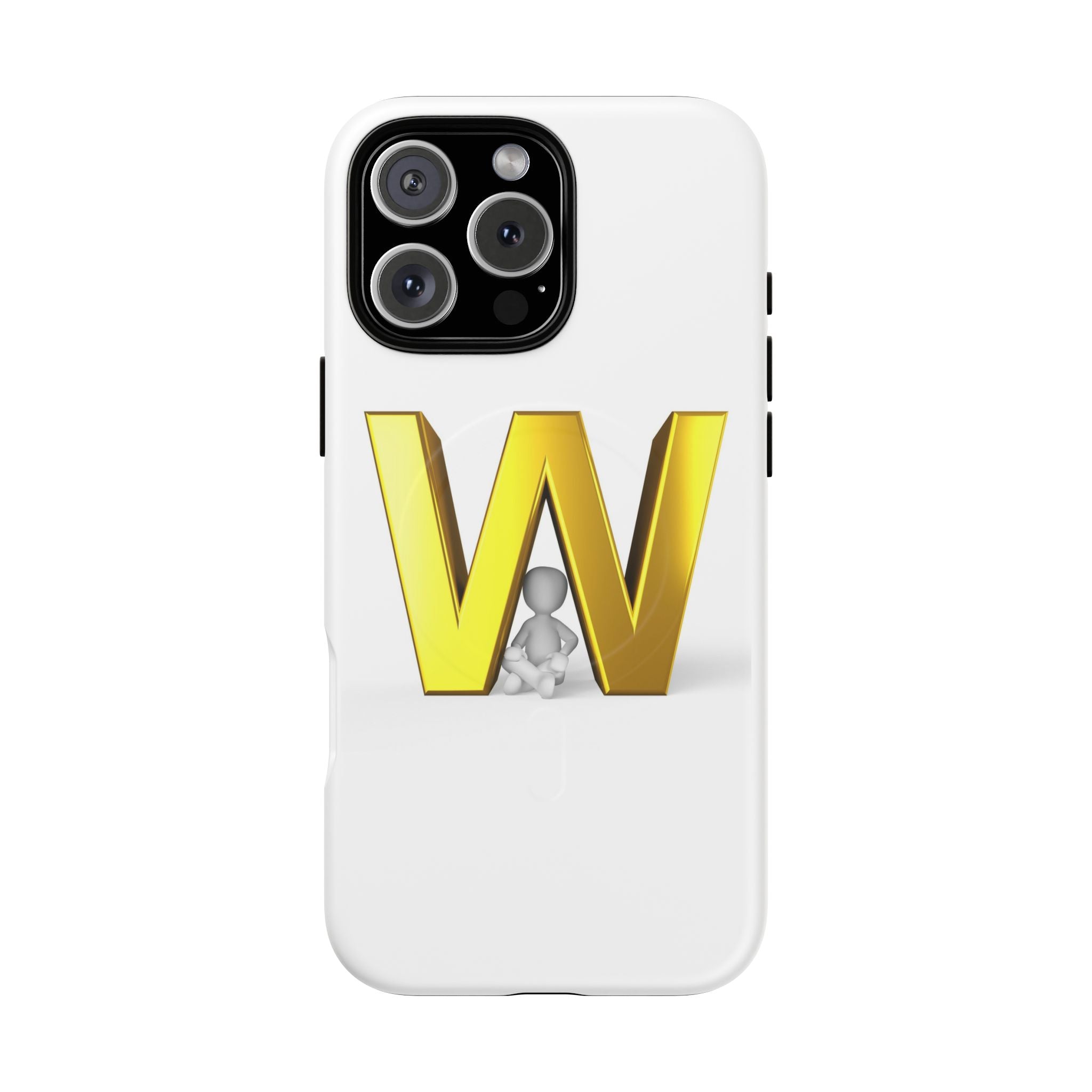 Coque de téléphone à monogramme lettre W or | Coque magnétique résistante
