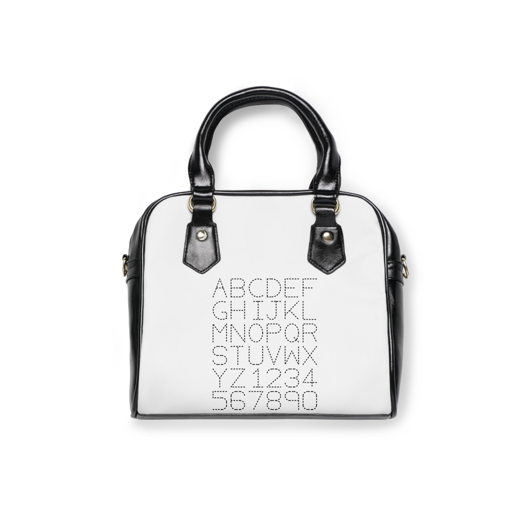 Alphabet Monogram Pattern Shoulder Handbag | Letter Grid A-Z 0-9