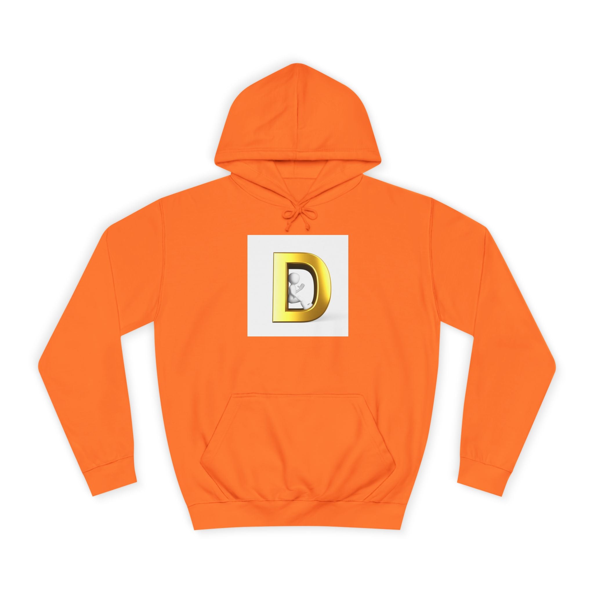 Gold Letter D Hoodie | Monogram Initial Sweatshirt, Metallic 3D Typography