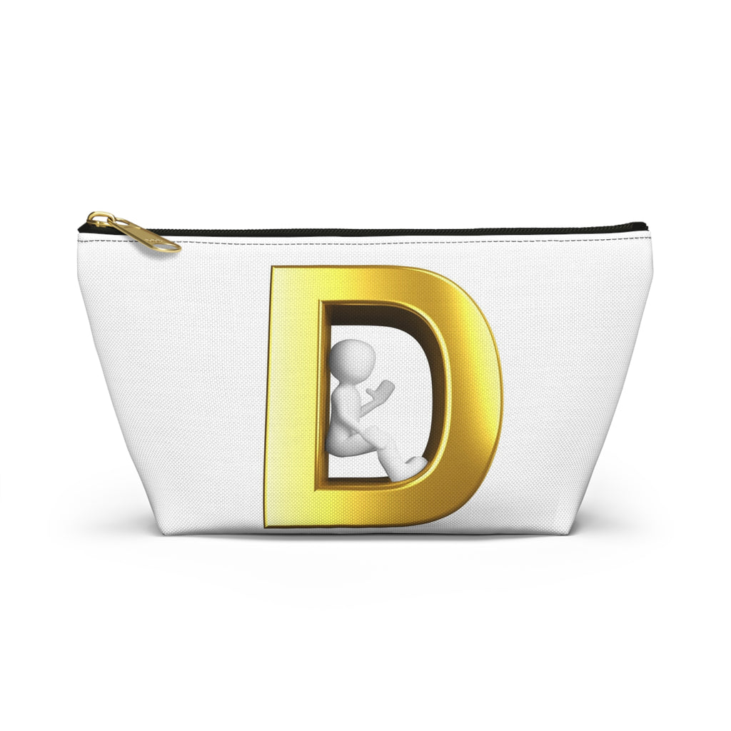 Gold Letter D with 3D Figure Accessory Pouch