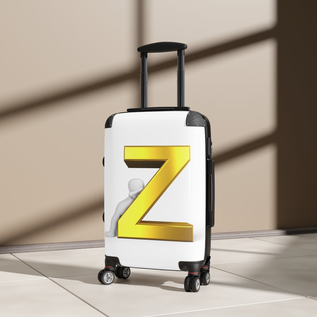 Gold 3D Letter Z Suitcase | Personalized Monogram Luggage