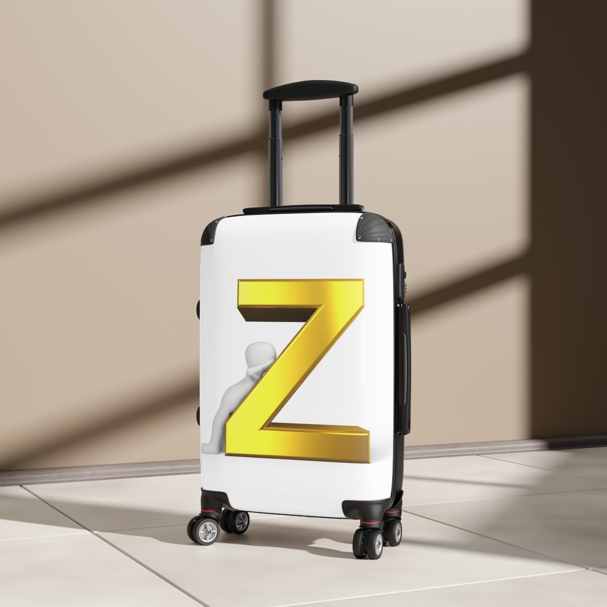 Gold 3D Letter Z Suitcase | Personalized Monogram Luggage