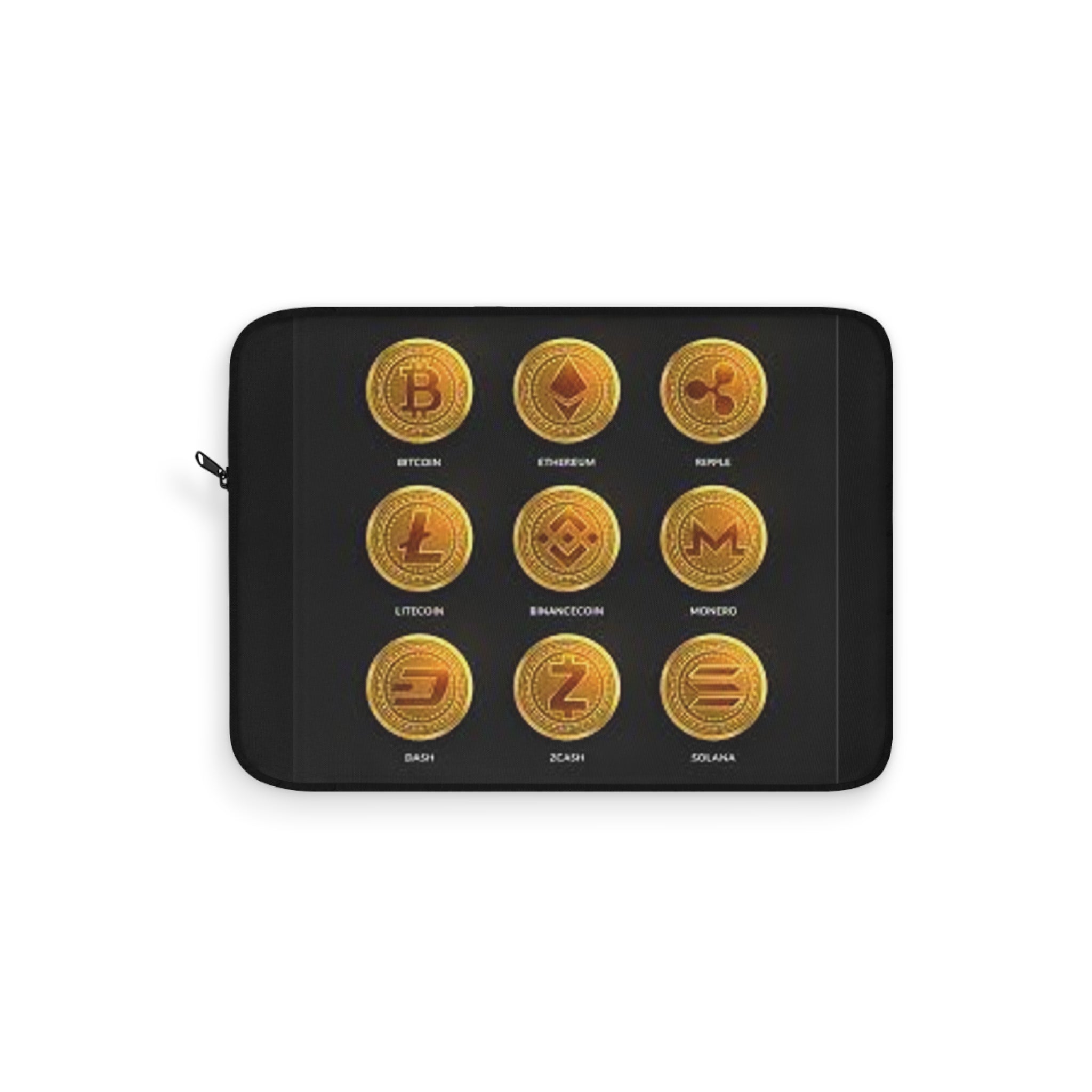 Cryptocurrency Coin Icons Laptop Sleeve | Bitcoin Ethereum Ripple Litecoin Monero
