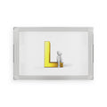 Gold Letter L with Sitting Figure Acrylic Serving Tray | Monogram Initial Tray