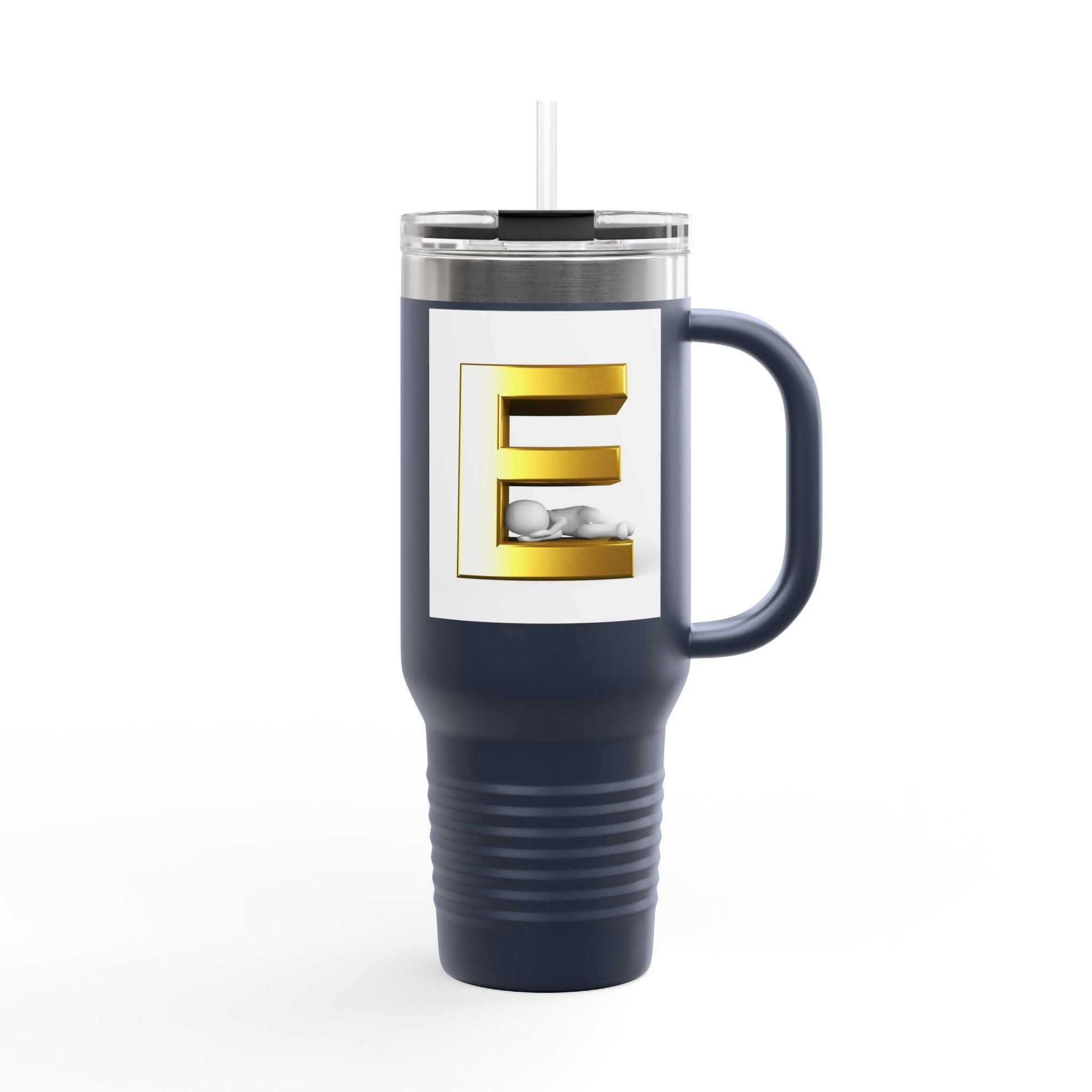 Gold Letter E Monogram Travel Mug | 40oz Insulated Tumbler