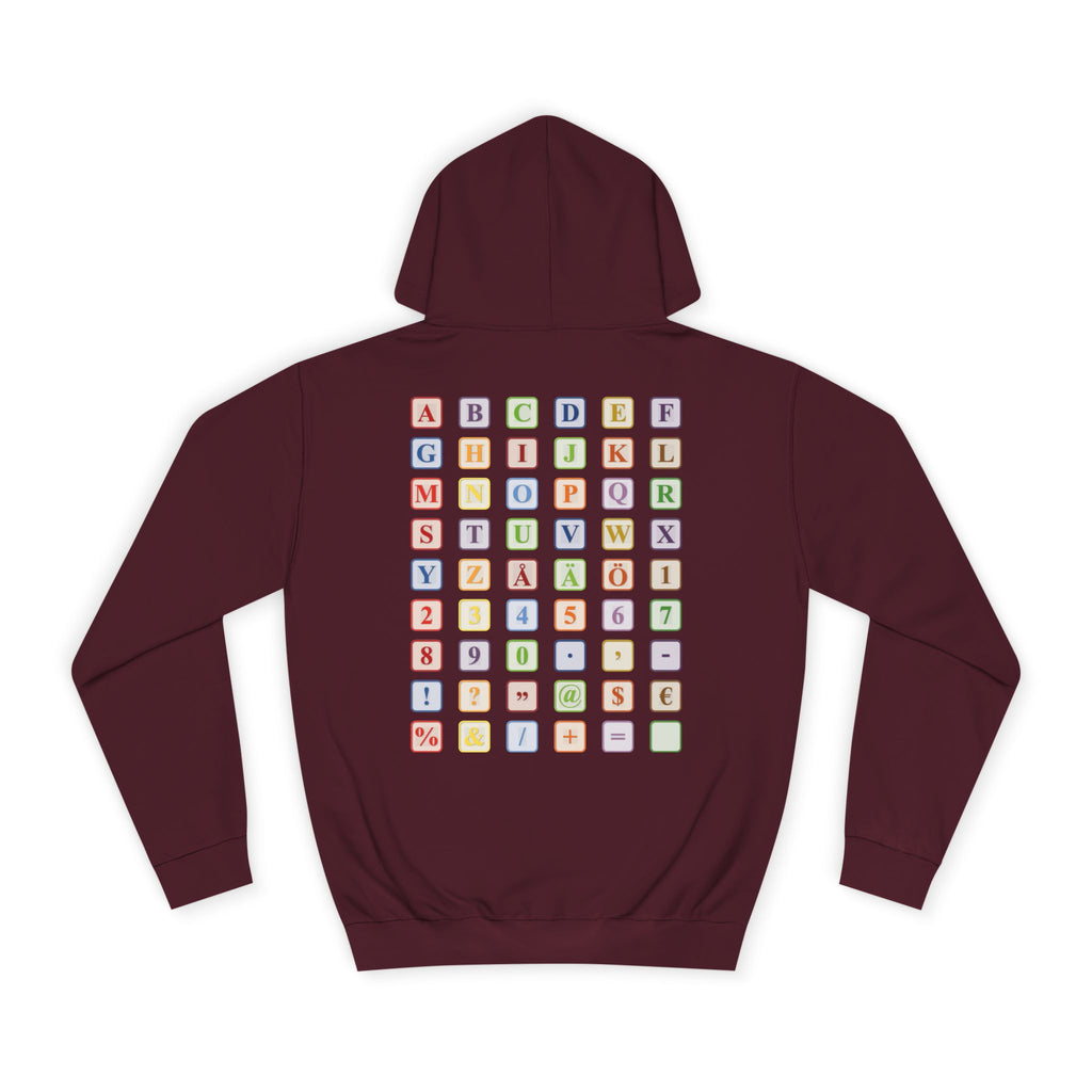 Alphabet Blocks Hoodie | Colorful Letter Grid, Back & Front Print