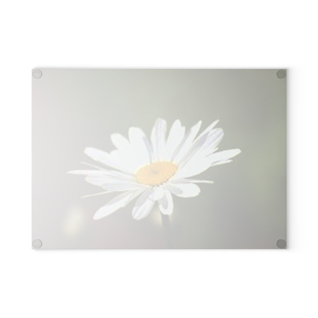 White Daisy Photograph Glass Cutting Board | Floral Kitchen Decor