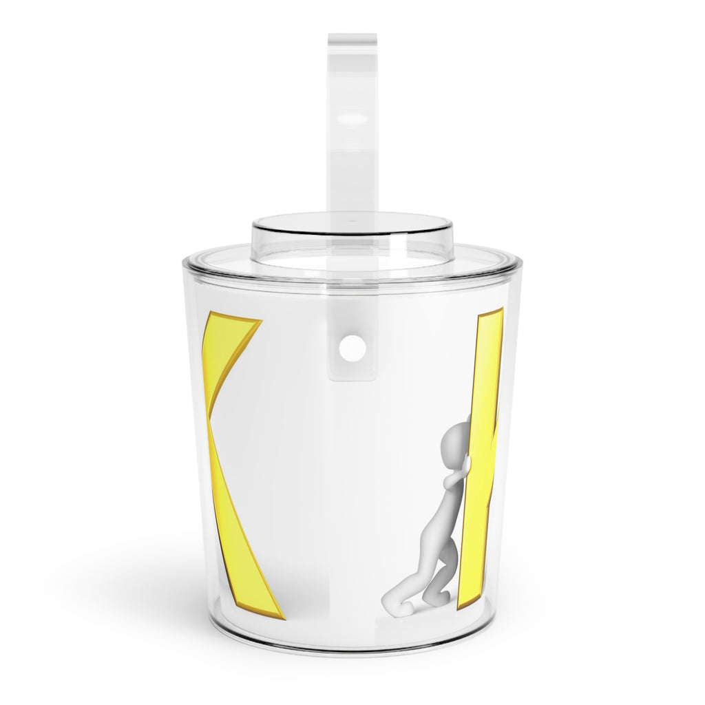 Gold Letter K Monogram Ice Bucket with Tongs | Personalized Initial Drink Cooler