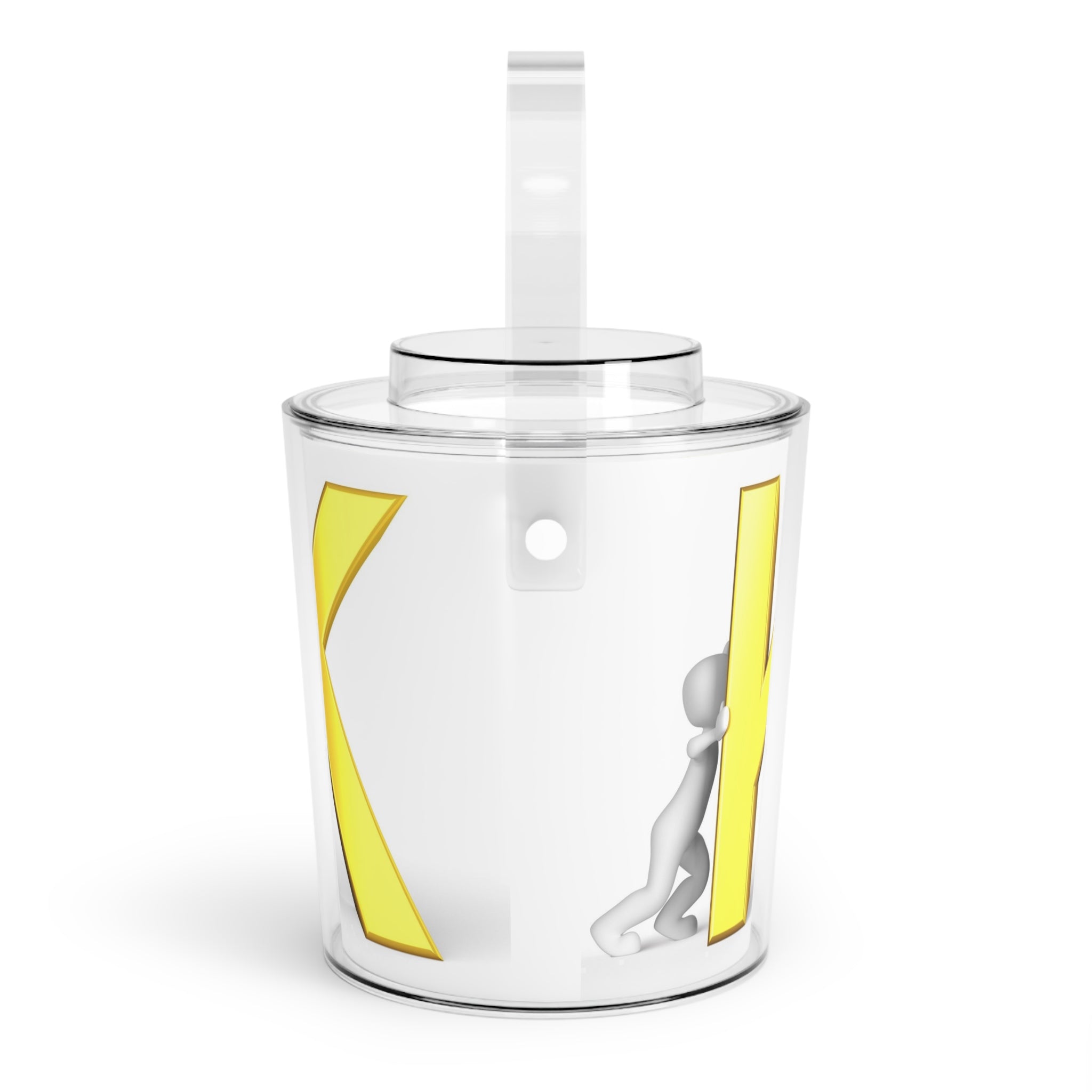 Gold Letter K Monogram Ice Bucket with Tongs | Personalized Initial Drink Cooler