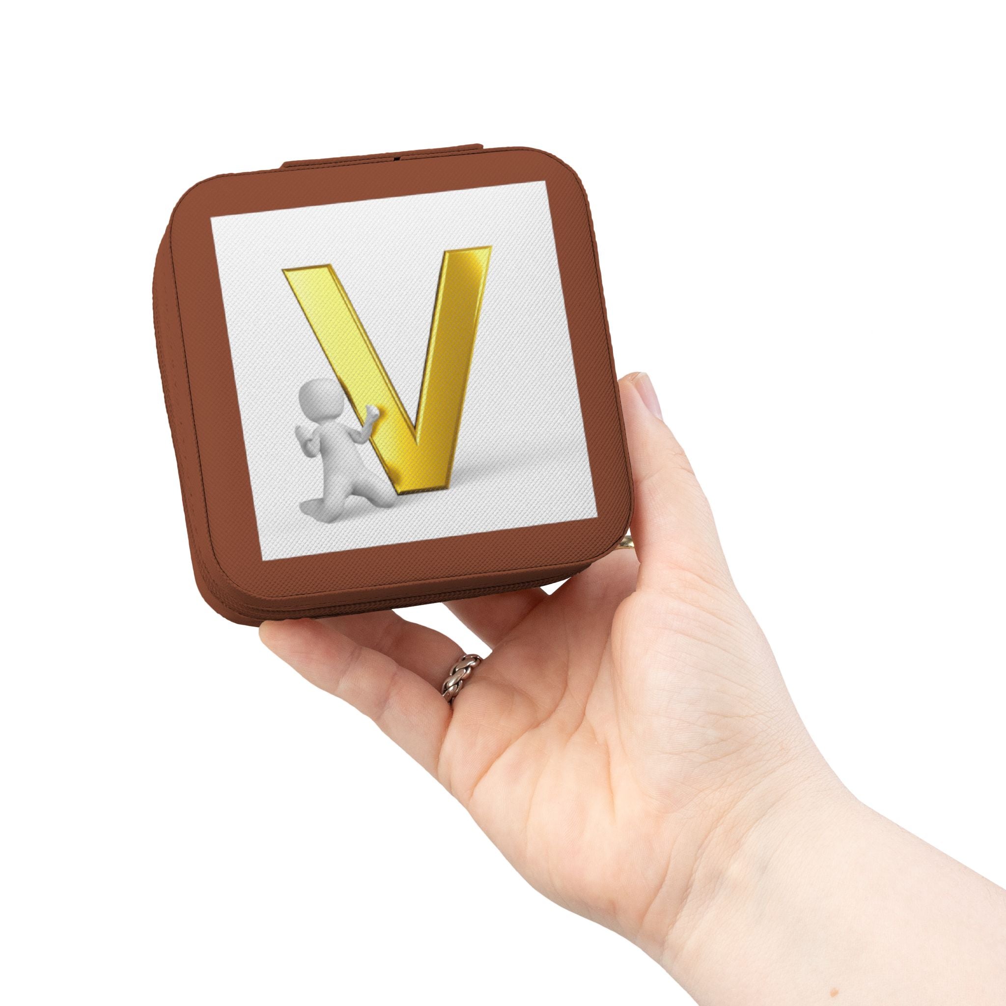 Boîte à Bijoux de Voyage Monogramme V Or | Organisateur Carré Compact